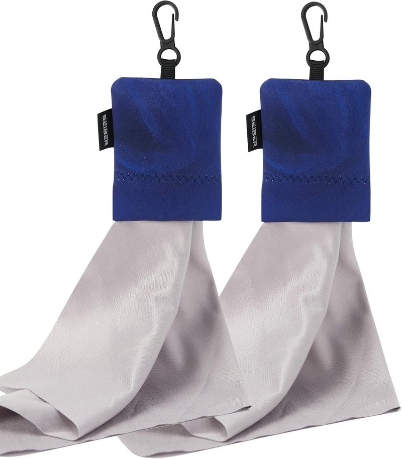 SEIBER Eyeglass Cleaning Microfiber Cloth,7 x 7 inch Glasses Cloth for Sunglasses,Laptops, Cameras,Screen- with Neoprene Pouch,Self-Closing Bottom(2PCS,Blue) - Image 1
